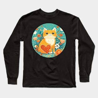 You're The Cat Meow Of My Heart - Cat In The Garden Long Sleeve T-Shirt